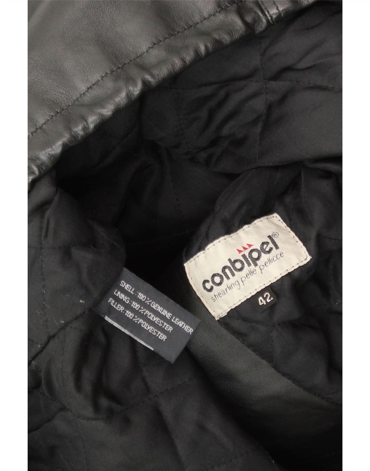 CONBIPEL Женская оверсайз-дафл куртка с капюшоном IT 42 Medium Black Leather