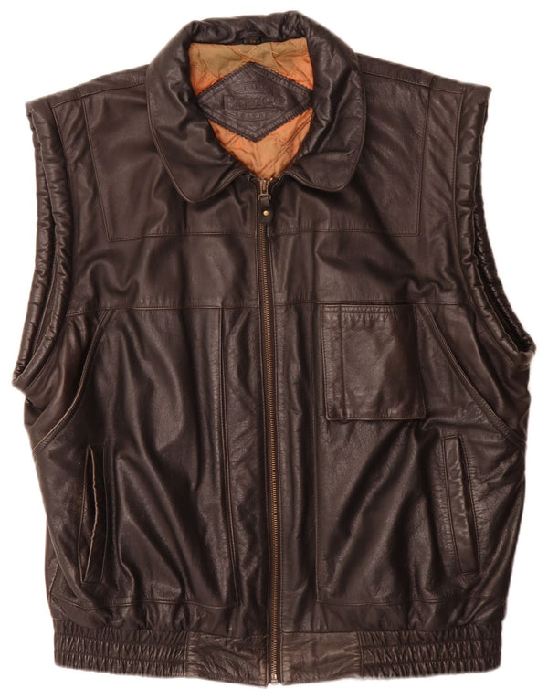 Мужской кожаный жилет Prince IT 54 2XL черный