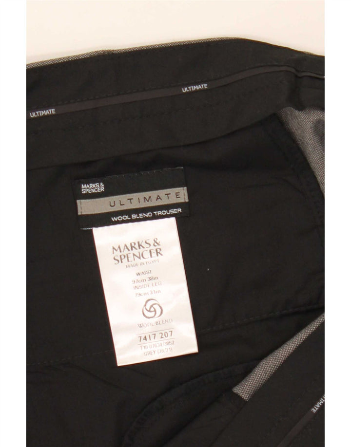 Мужские костюмные брюки Marks & Spencer Ultimate Pegged W38 L31 серые из полиэстера