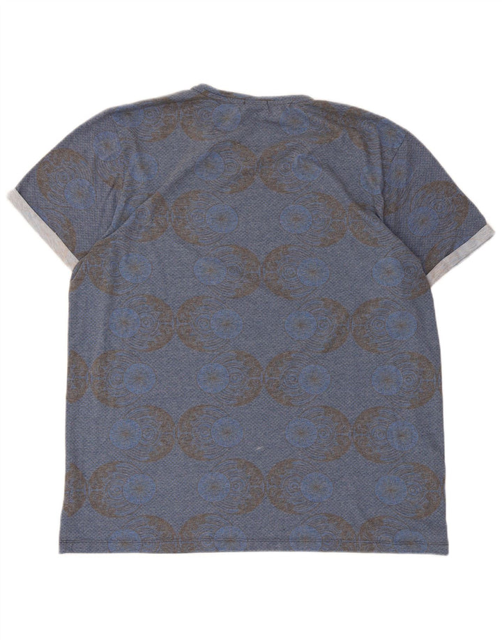 Мужская футболка с рисунком Jack & Jones Top 2XL, синяя, полиэстер с геометрическим рисунком