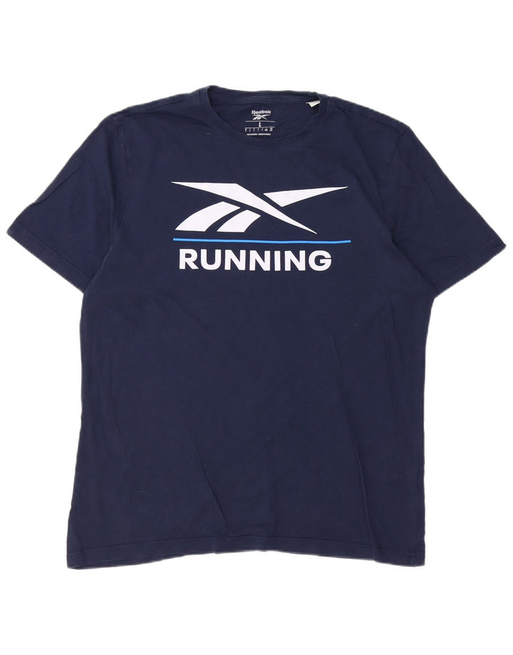 REEBOK Мужская футболка с рисунком, большой темно-синий хлопок