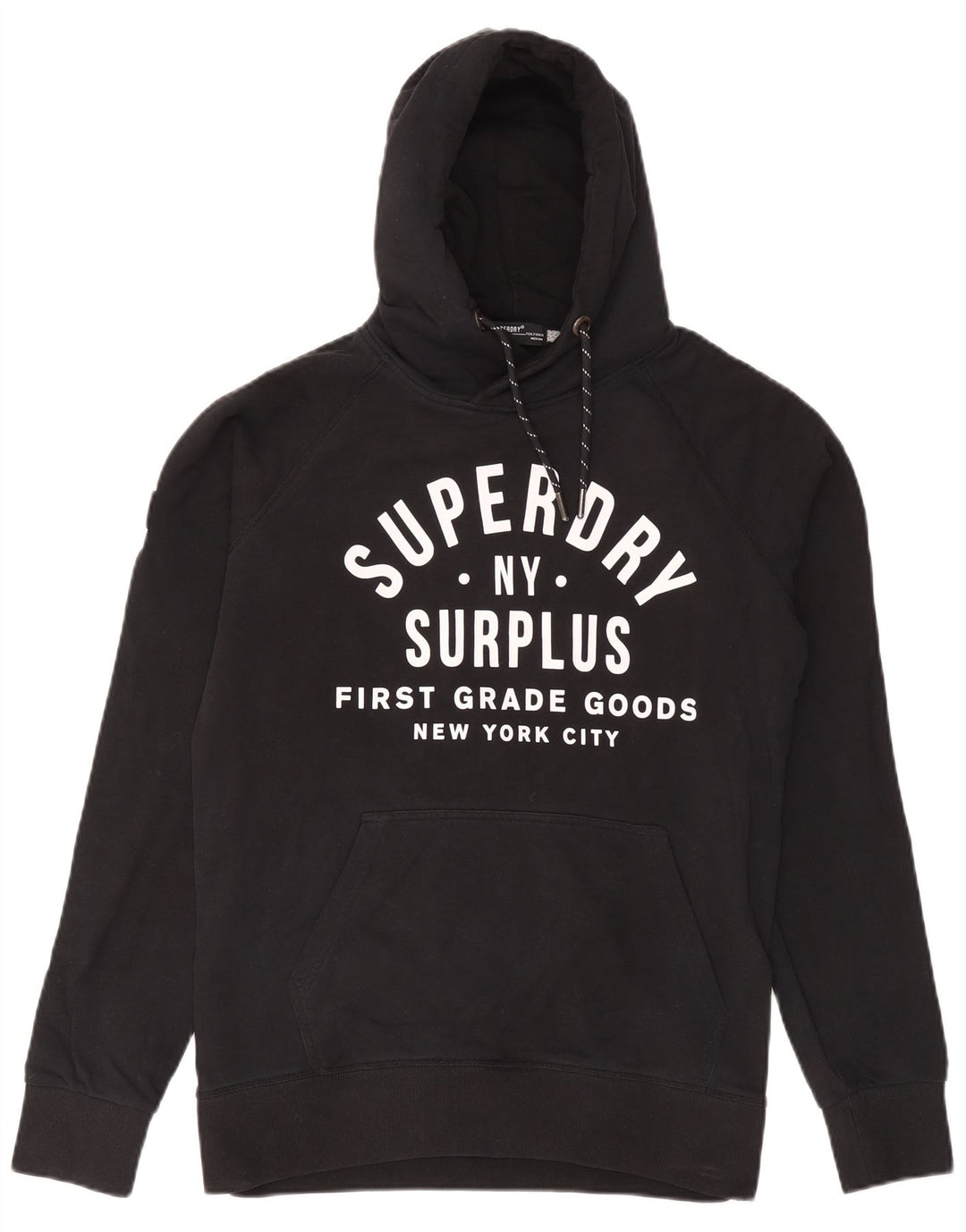 Мужской джемпер с капюшоном Superdry, черный, хлопковый, среднего размера