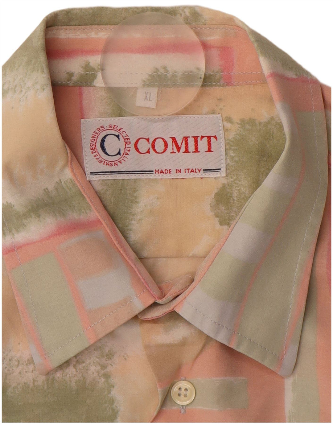 VINTAGE Мужская рубашка с коротким рукавом XL Розовая лоскутная вискоза