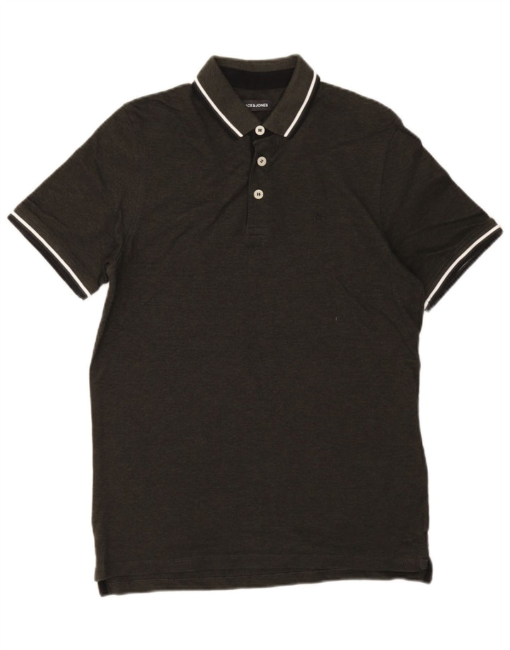 Мужская рубашка поло JACK & JONES, хлопок, зеленая полоска среднего размера