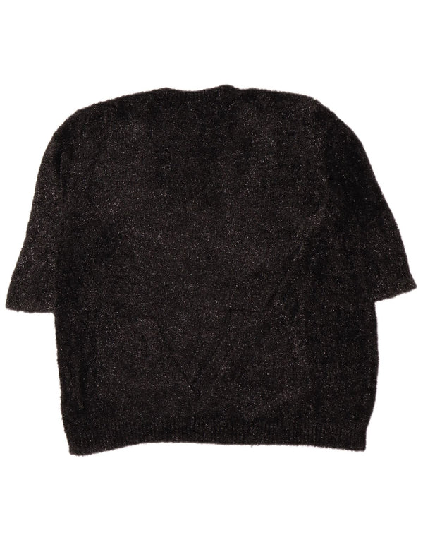 Женский джемпер с круглым вырезом Hobbs с рукавами 3/4, Великобритания, 18 XL, черный в крапинку