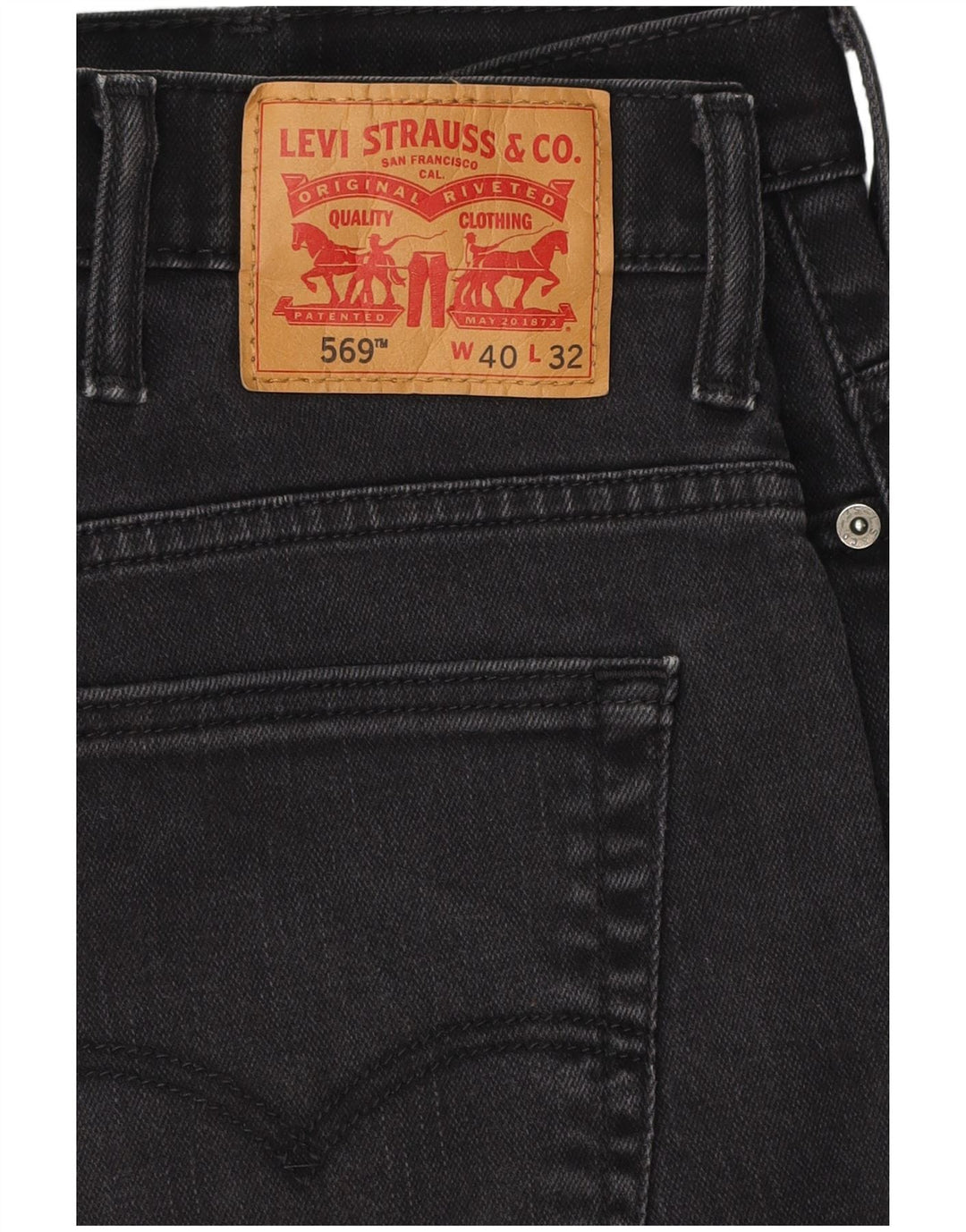 Мужские прямые джинсы LEVI'S 569 W40 L30, черный хлопок