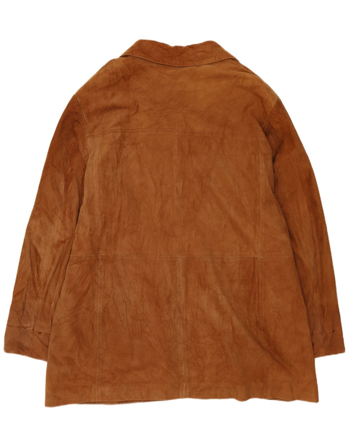 ВИНТАЖНОЕ женское замшевое пальто UK 20 2XL бежевого кожаного цвета