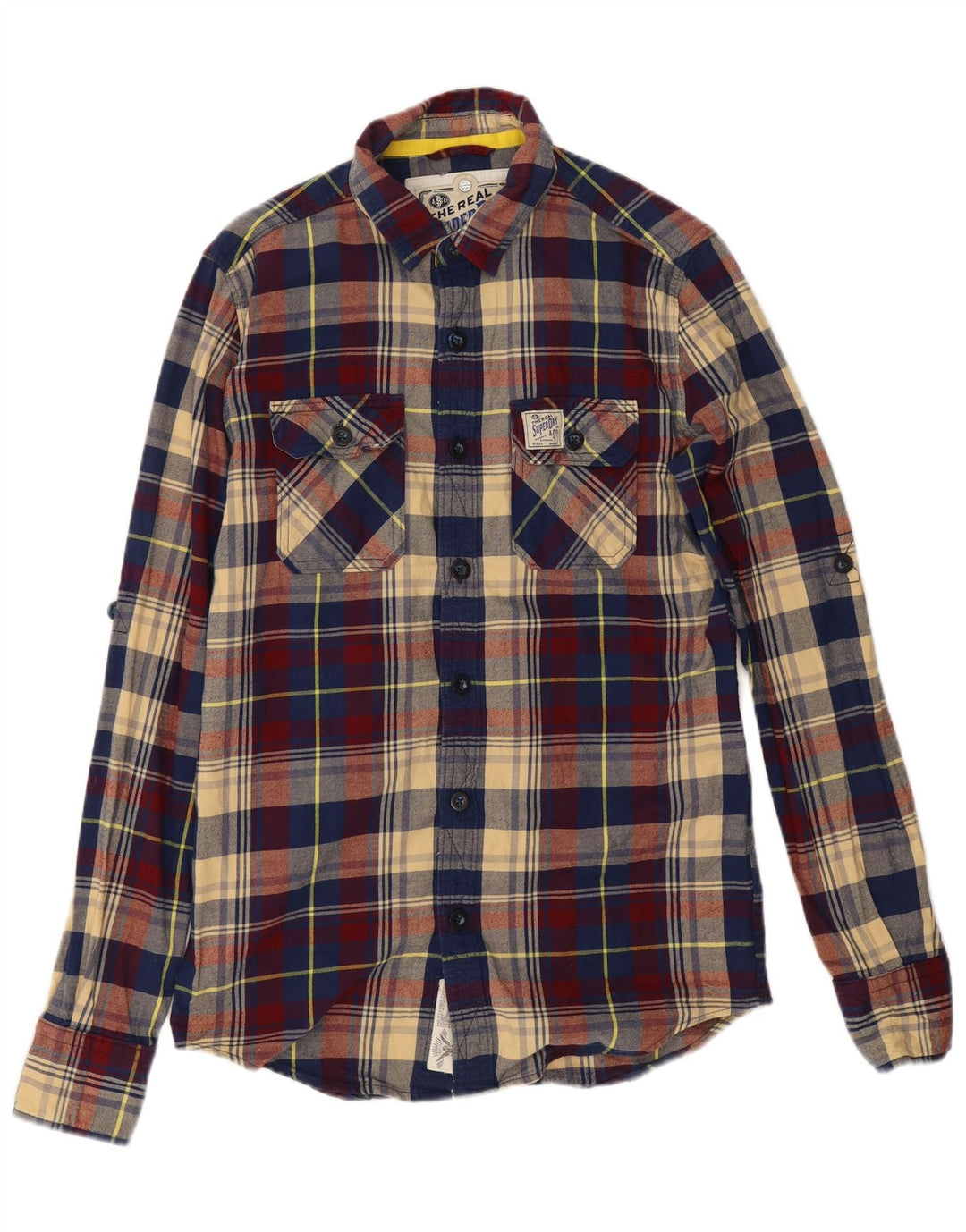 Мужская фланелевая рубашка Superdry, маленькая разноцветная клетка, хлопок