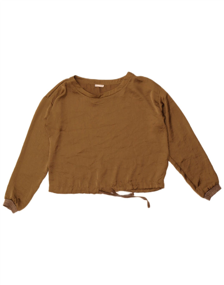 Женская укороченная блузка оверсайз с длинными рукавами Zara UK 10, маленький цвет хаки