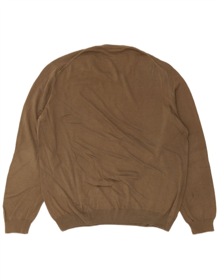 Мужской джемпер с круглым вырезом MASSIMO DUTTI XL, коричневый хлопок