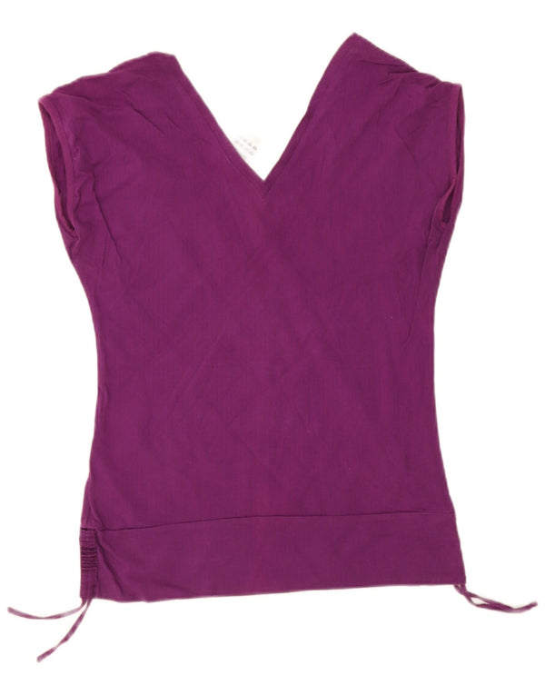 Adidas Womens Crop T-Shirt Top UK 16 Large Purple Cotton