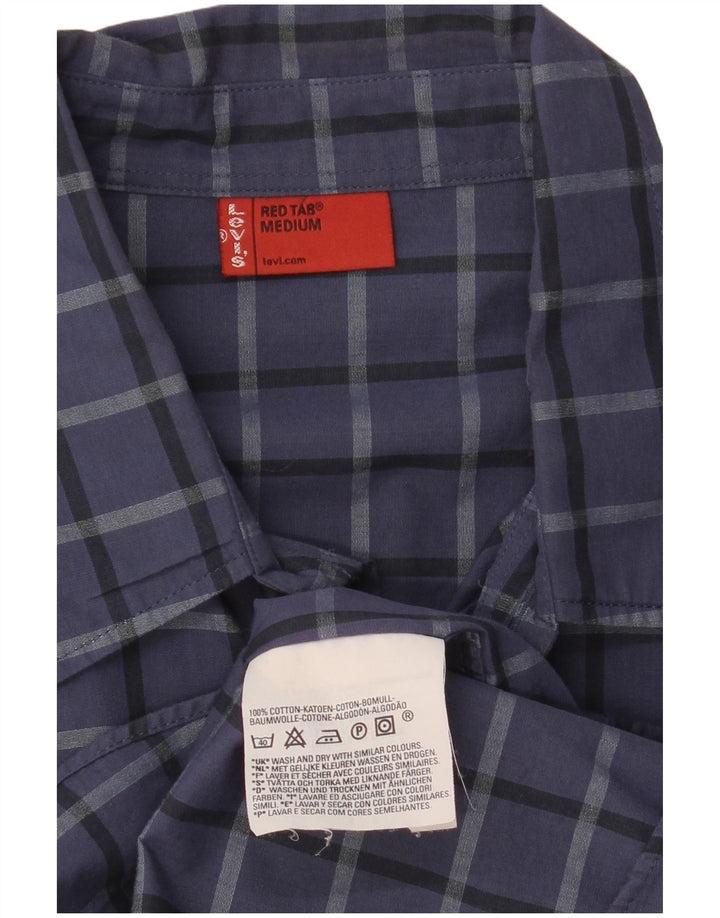 Мужская рубашка Levi's среднего размера, темно-синяя клетка, хлопок