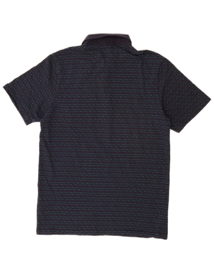 FARAH Mens Polo Shirt Medium Navy Blue Geometric Cotton