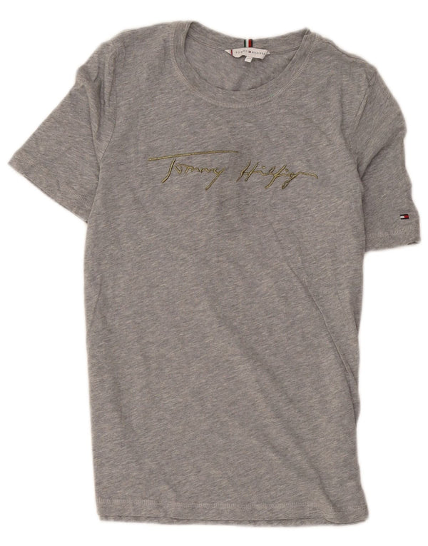 Женская футболка с рисунком Tommy Hilfiger Top UK 2 2XS Серый хлопок