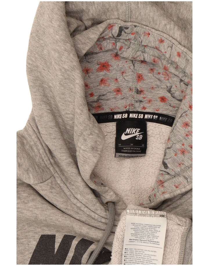 NIKE Mens Graphic Hoodie Jumper Medium Grey Flecked Cotton