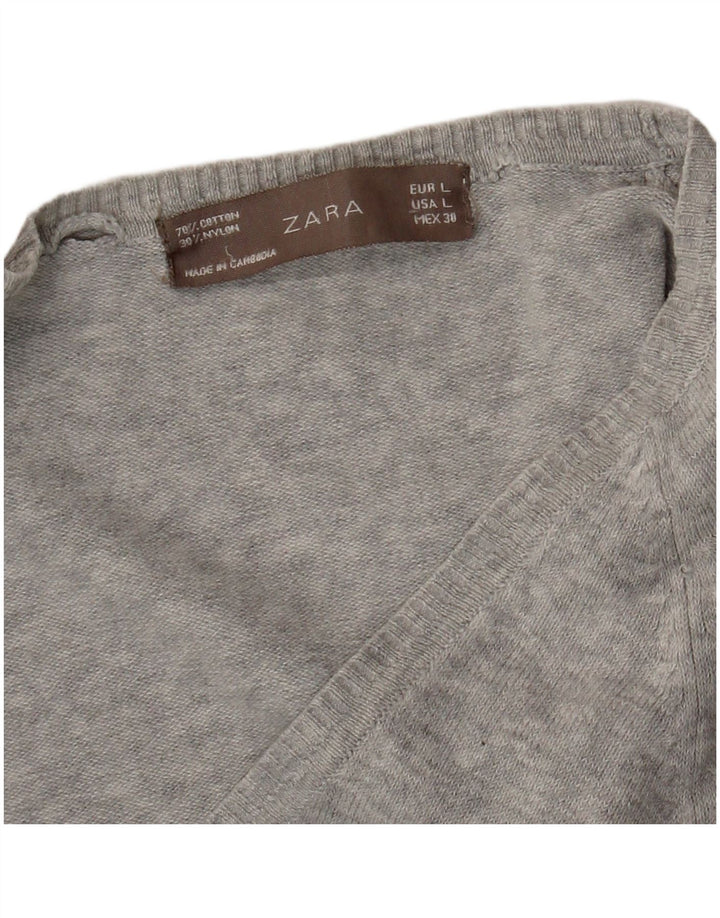 Женский кардиган Zara UK 14, большой серый в крапинку