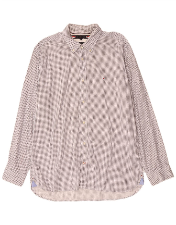 TOMMY HILFIGER Мужская рубашка стандартного кроя XL, хлопок в белые пятна