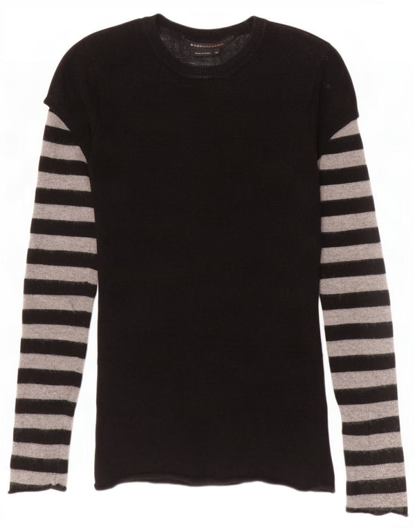 BCBGMAXAZRIA Женский джемпер с круглым вырезом с графическим рисунком UK 6 XS, черный в полоску
