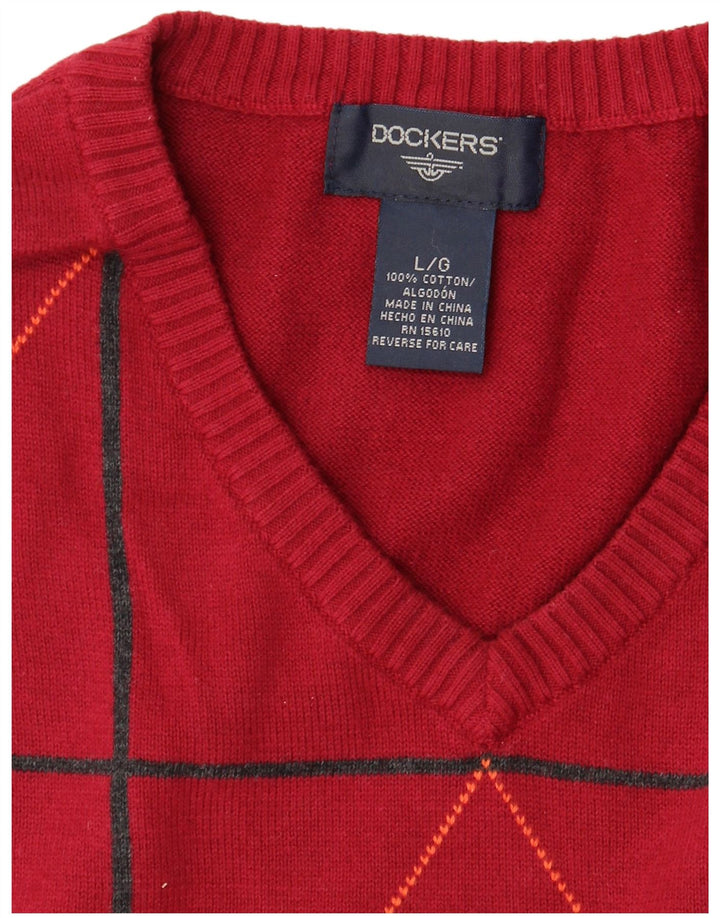 Мужская майка Dockers, большой красный хлопок с узором ромб/бриллиант