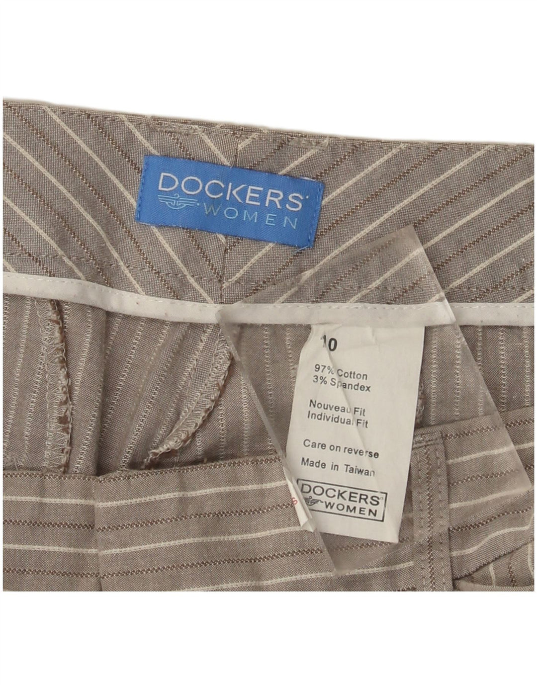 Женские капри DOCKERS США 10, большие размеры W30 L22, хлопок в серую полоску