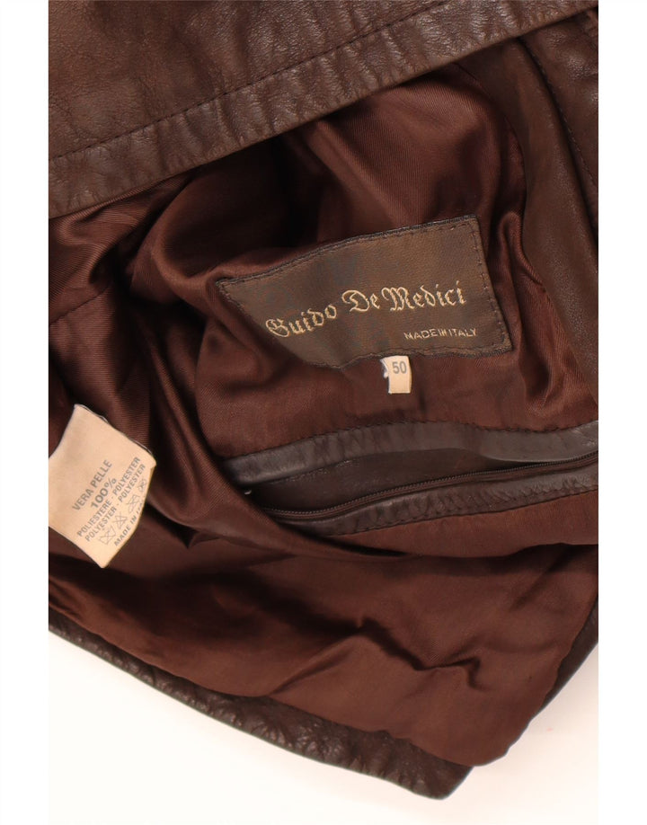 Винтажная мужская кожаная куртка IT 50, большая коричневая кожа