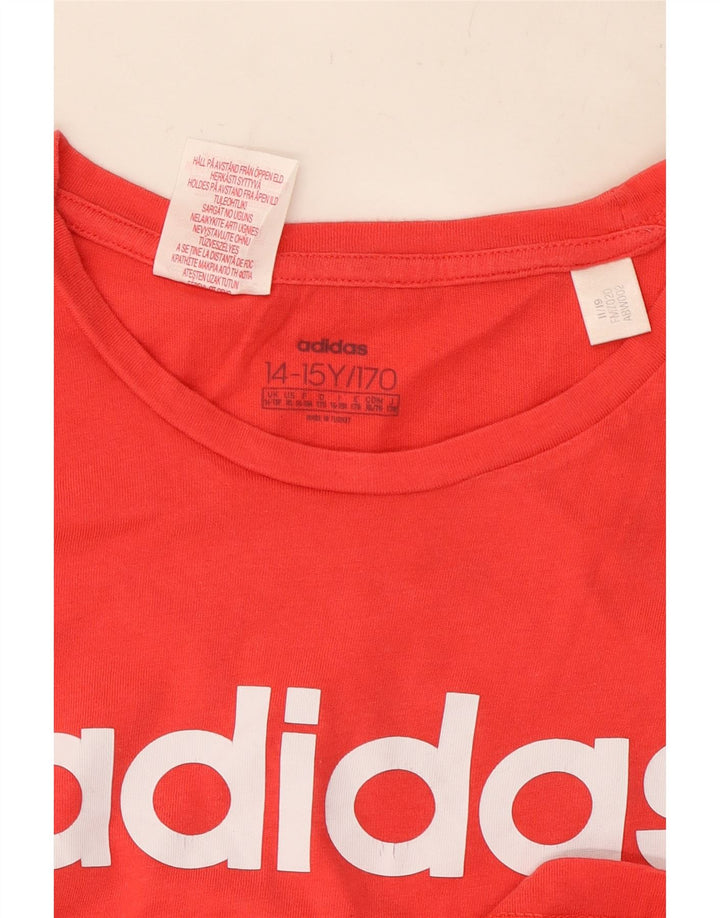 ADIDAS Girls Graphic T-Shirt Top 14-15 Years Red Cotton Vintage Adidas and Second-Hand Adidas from Messina Hembry 