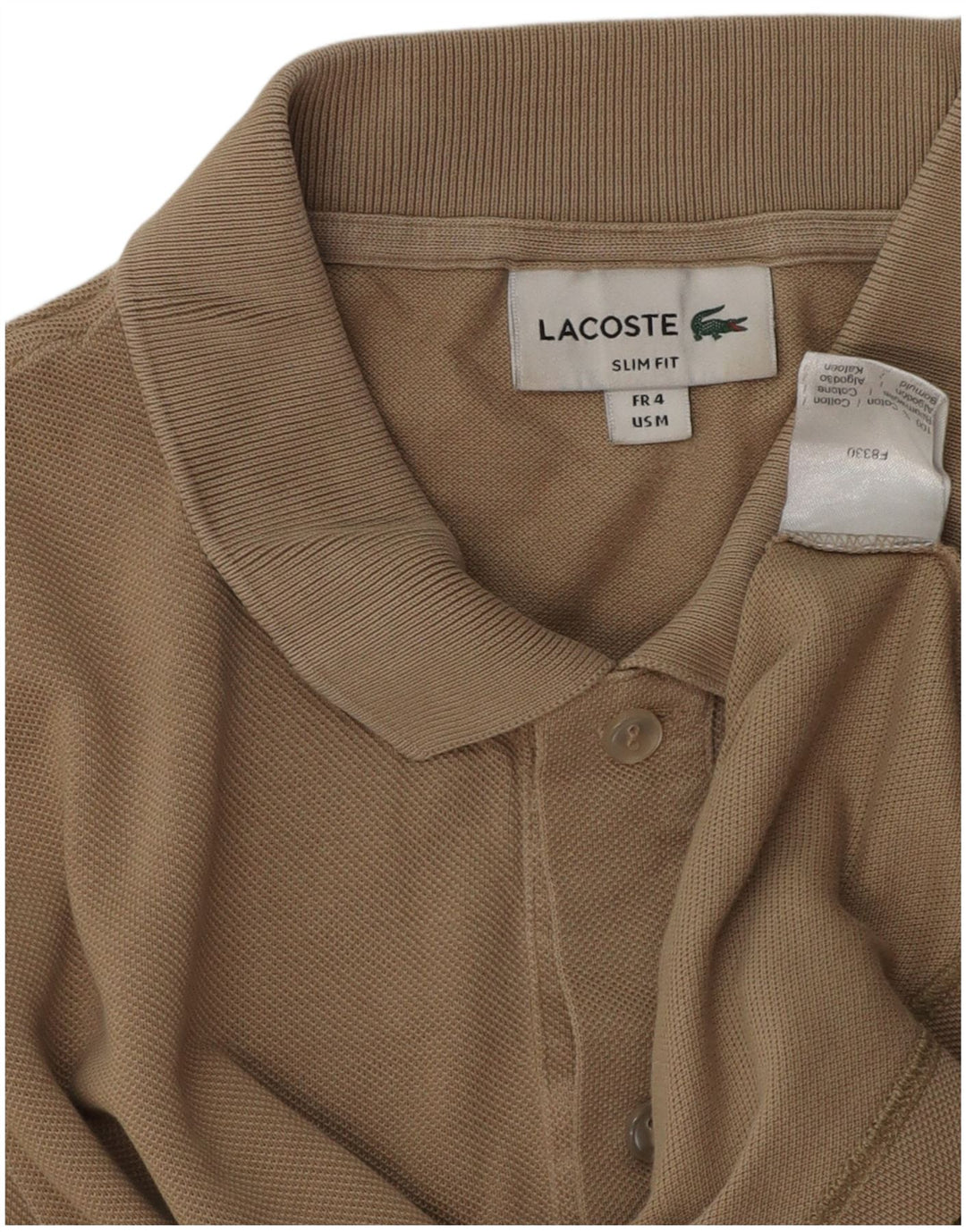 Мужская рубашка-поло приталенного кроя Lacoste, размер 4, средний коричневый хлопок, хлопок