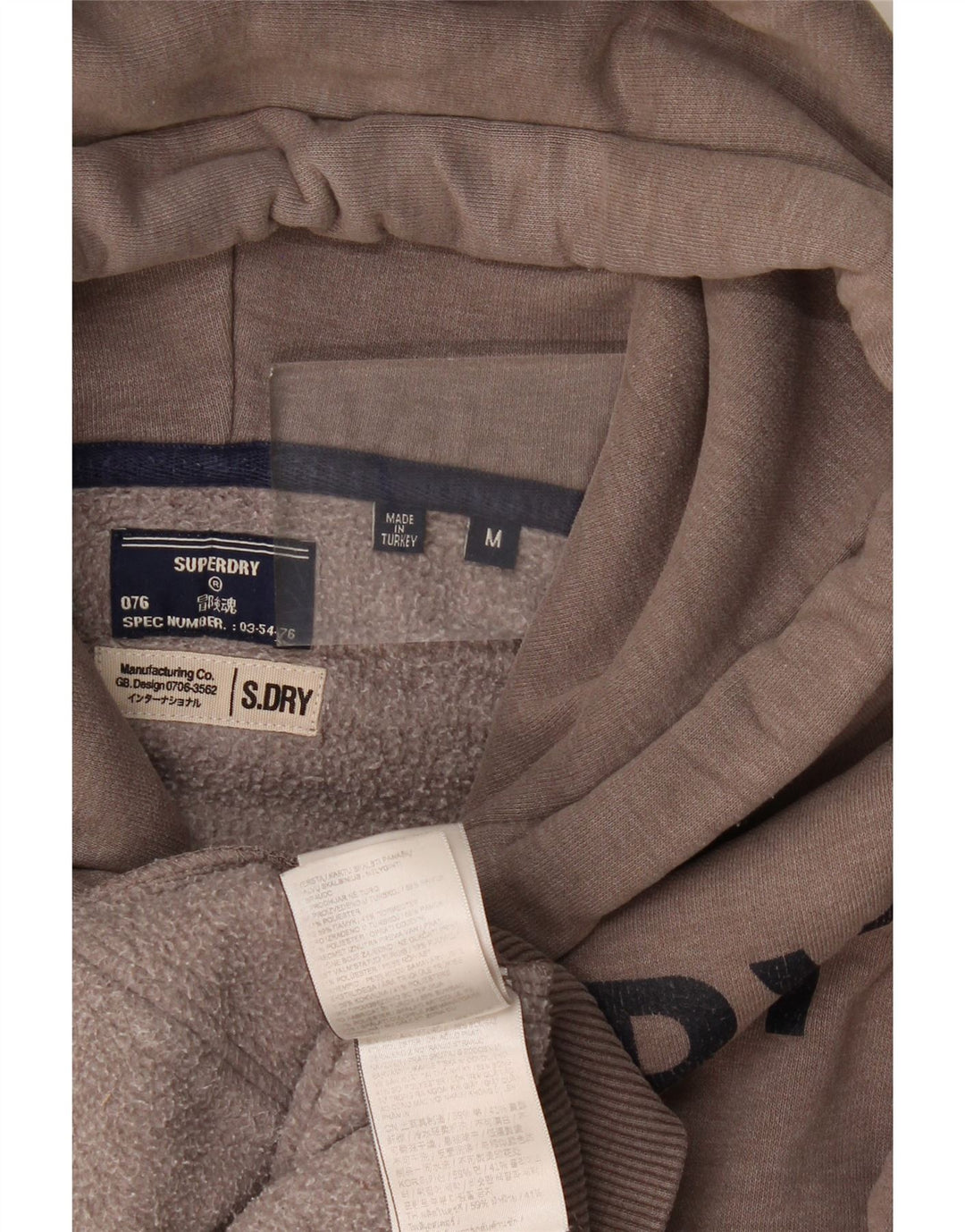 Мужской джемпер с капюшоном Superdry с рисунком, средний серый, хлопок