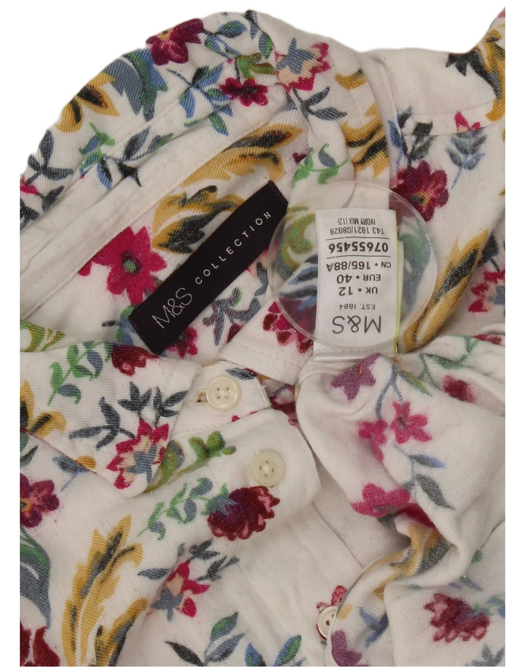 Женская рубашка Marks & Spencer UK 12, средний белый цветочный узор из вискозы