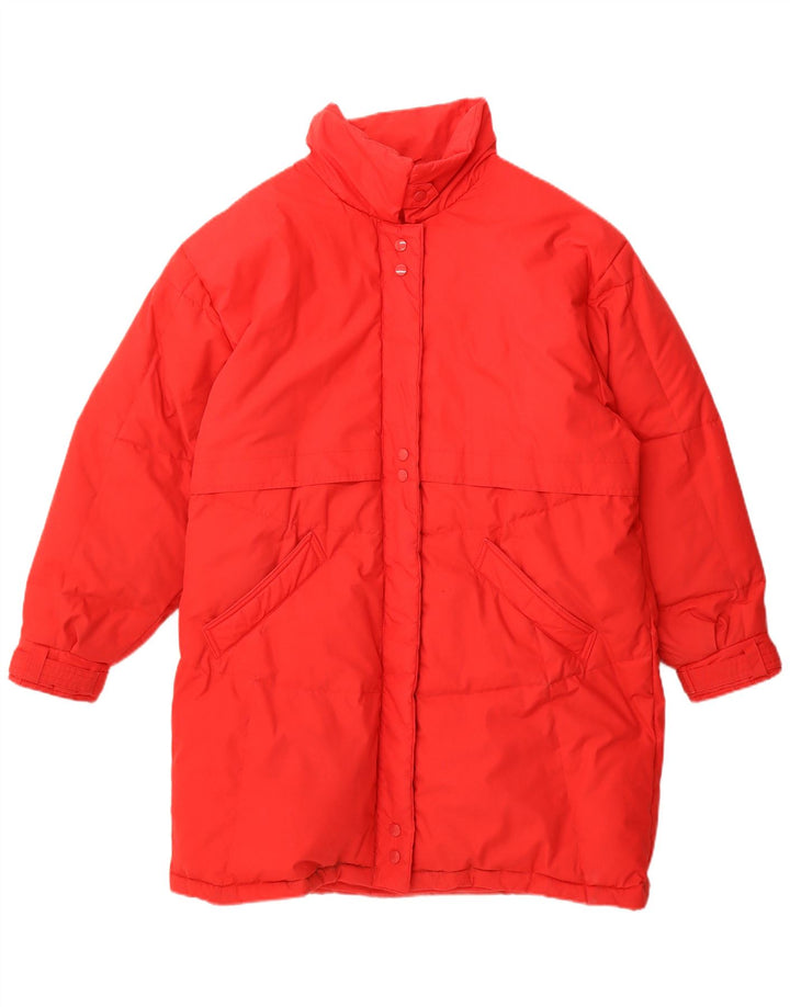 Винтажное женское длинное стеганое пальто EU 36/38, маленький красный полиэстер