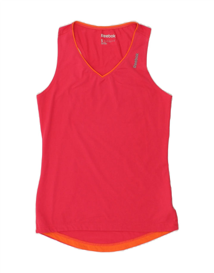 REEBOK Womens Graphic Vest Top UK 10 Small Pink Polyester | Vintage Reebok | Thrift | Second-Hand Reebok | Used Clothing | Messina Hembry 