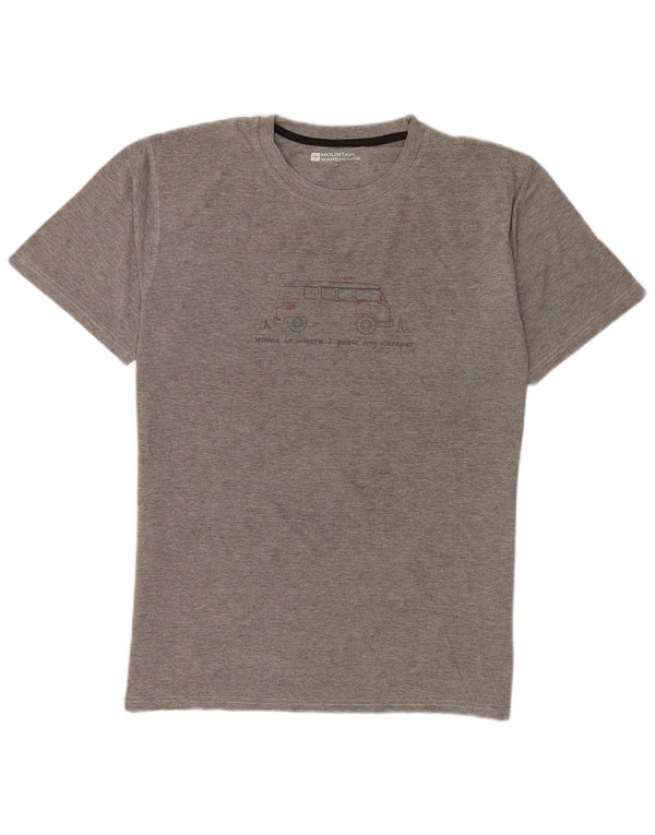 Mountain Warehouse Mens Graphic T-Shirt Top Medium Grey Flecked Cotton