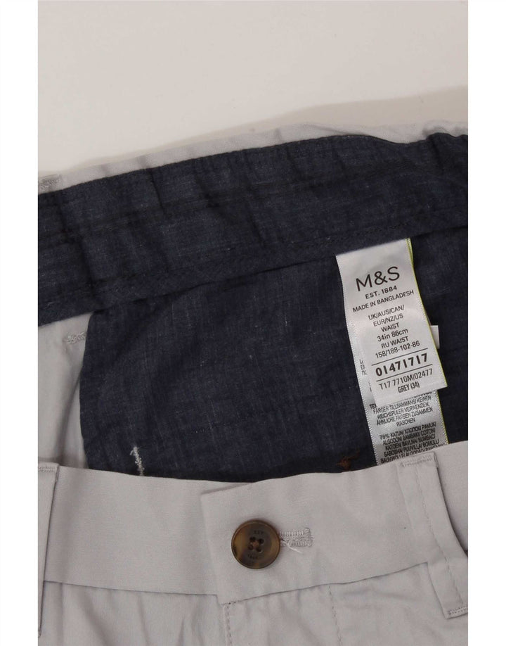 Мужские шорты чинос Marks & Spencer W34, большие серые, хлопок