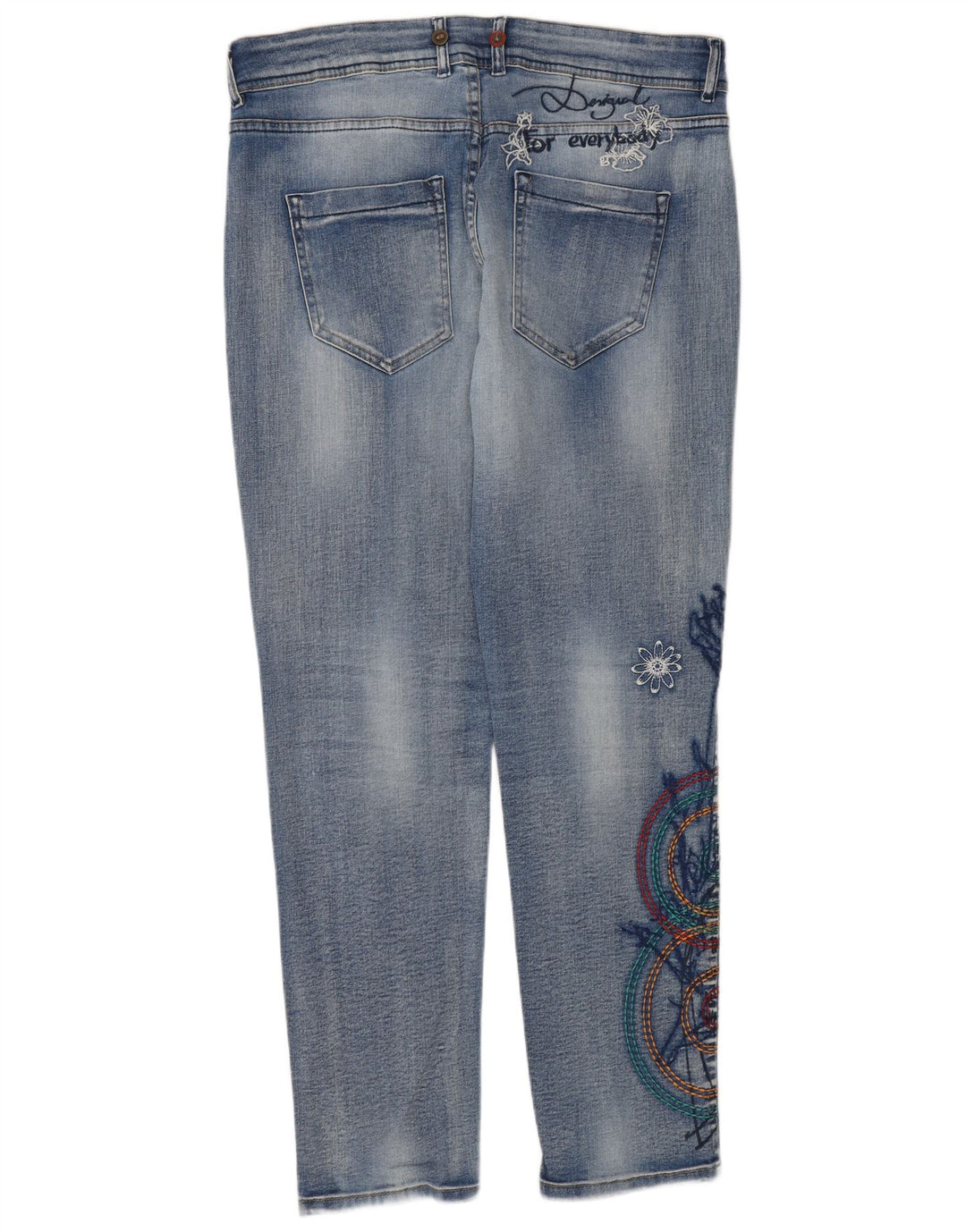 Женские узкие джинсы Desigual с рисунком W32 L30 синие с цветочным принтом