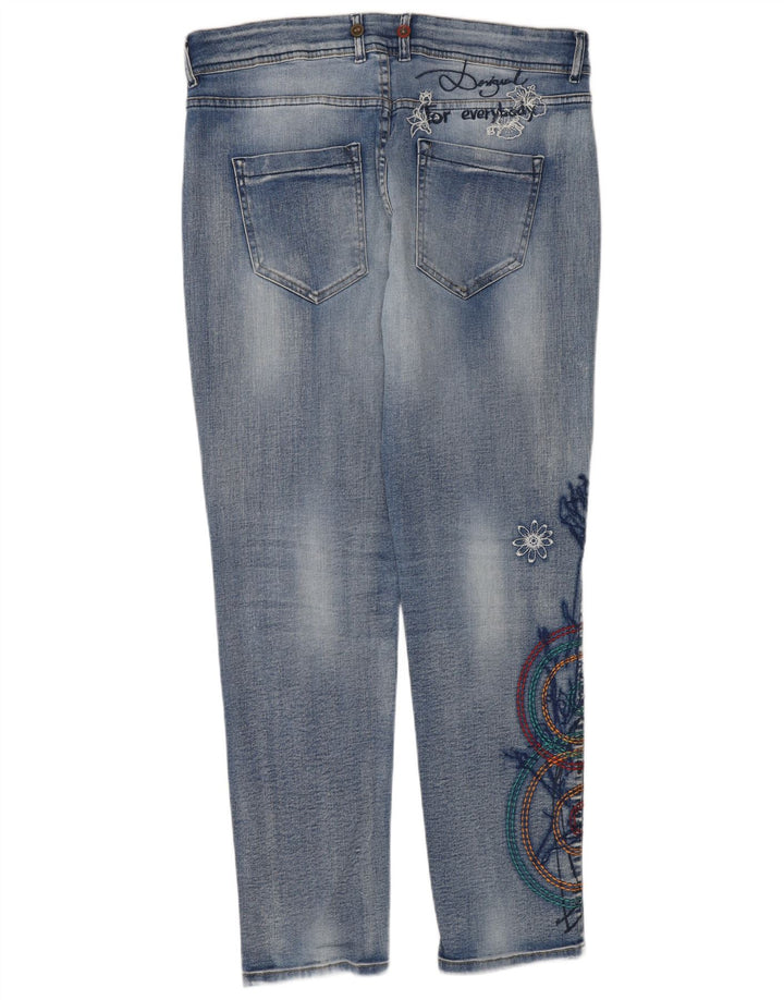 Женские узкие джинсы Desigual с рисунком W32 L30 синие с цветочным принтом
