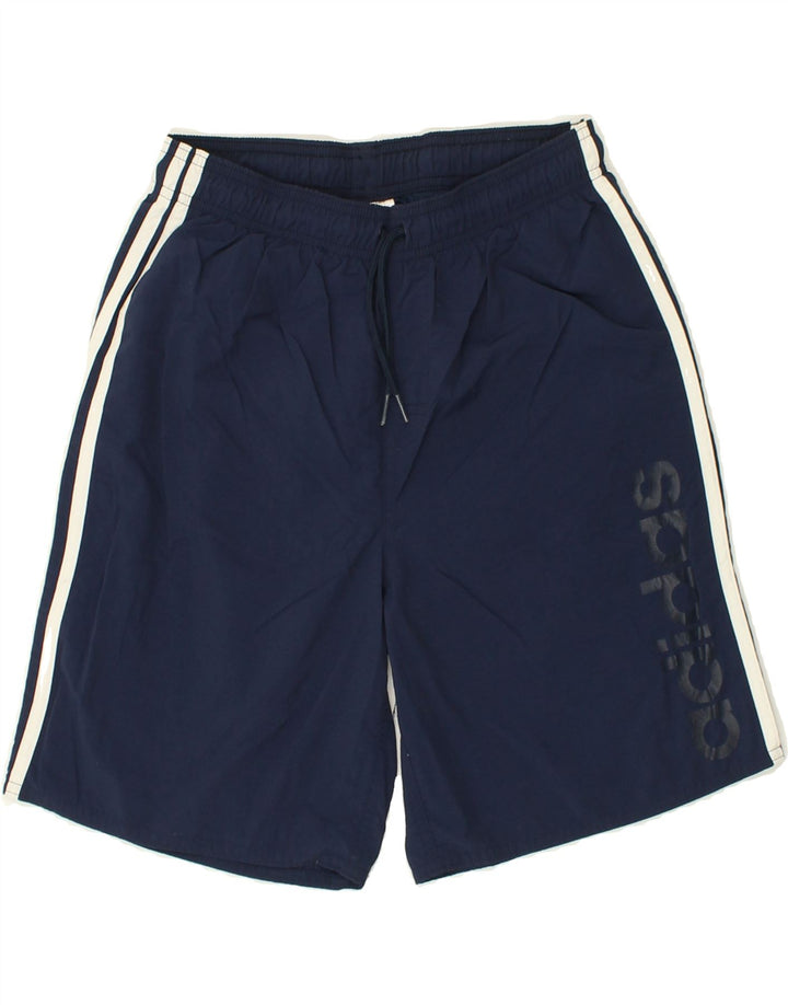 ADIDAS Boys Graphic Sport Shorts 13-14 Years Navy Blue Nylon | Vintage Adidas | Thrift | Second-Hand Adidas | Used Clothing | Messina Hembry 