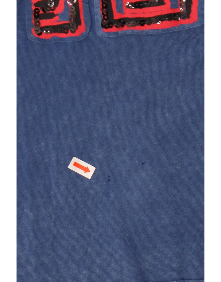 Женская футболка с рисунком Desigual Top UK 10, маленькая, синяя, хлопок