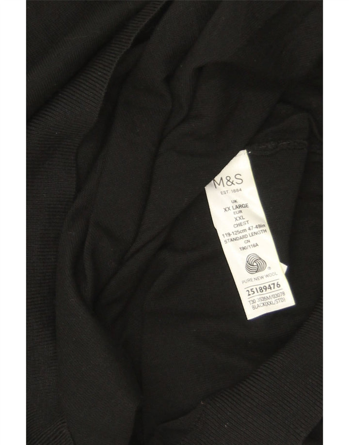 Мужской джемпер с v-образным вырезом Marks & Spencer 2XL, черный из шерсти мериноса