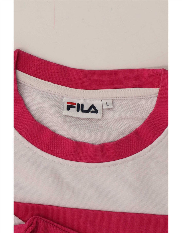 Женский укороченный джемпер оверсайз Fila UK 16, большой белый цвет с цветными блоками