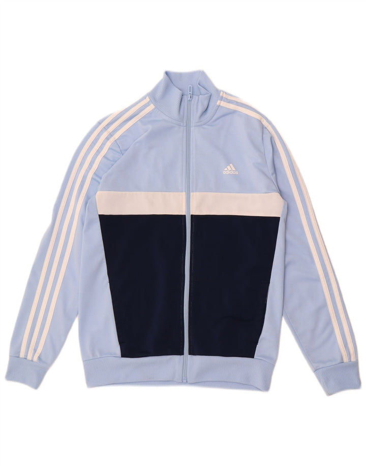 Спортивный костюм Adidas для мальчиков, верхняя куртка 13–14 лет, синяя, полиэстер с цветными блоками