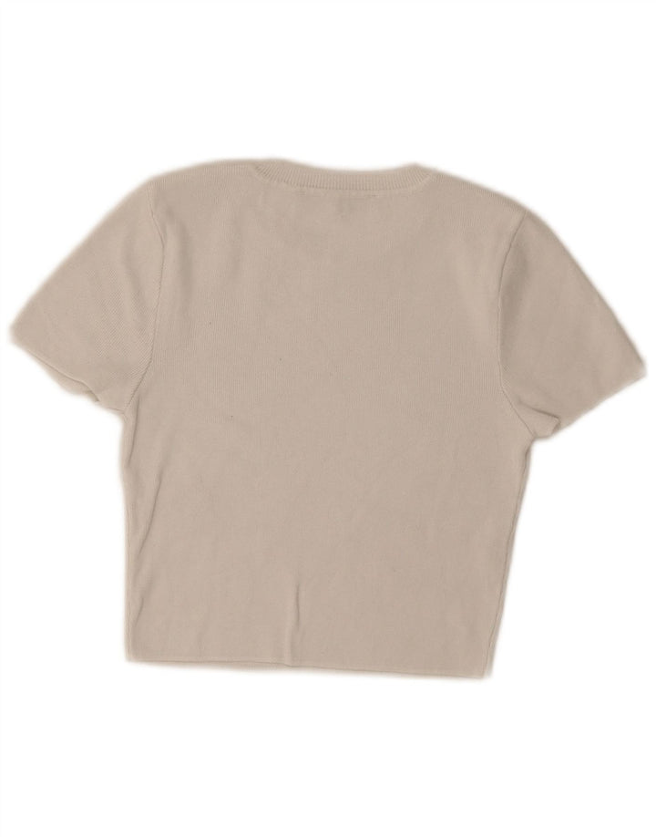 Женская укороченная футболка Zara UK 12, средний белый
