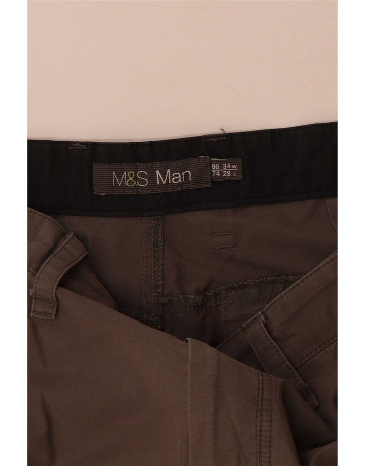 Мужские брюки-карго Marks & Spencer W34 L29, серые, хлопковые
