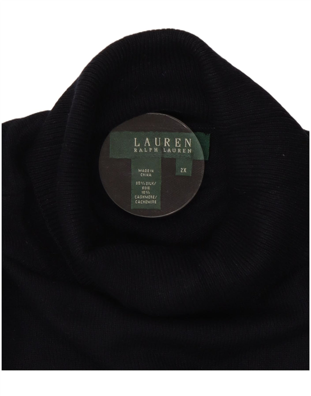 Женский джемпер с высоким воротником RALPH LAUREN, UK 20, 2XL, темно-синий, шелковый