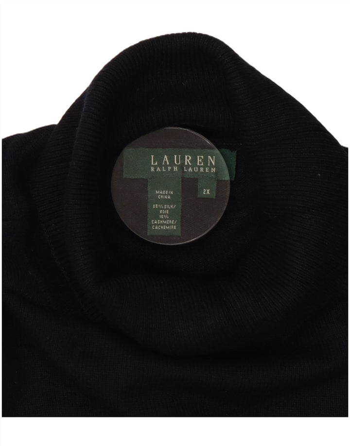 Женский джемпер с высоким воротником RALPH LAUREN, UK 20, 2XL, темно-синий, шелковый