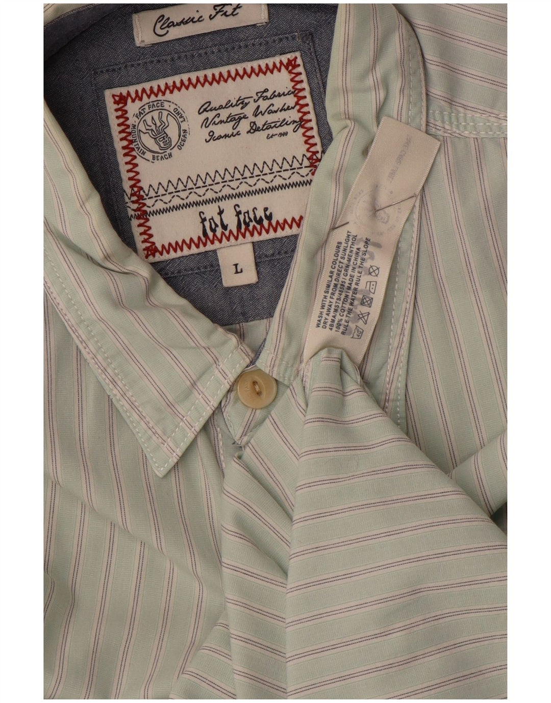 Мужская классическая рубашка Fat Face из хлопка в большую зеленую полоску