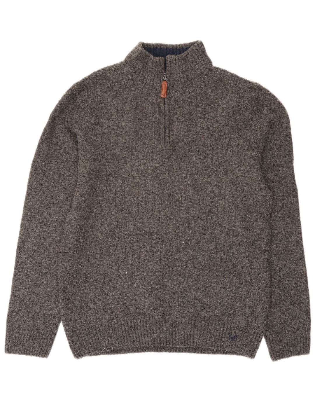 Crew Clothing Мужской джемпер с воротником на молнии, свитер XL, серая шерсть