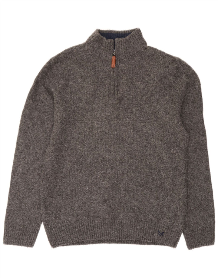 Crew Clothing Мужской джемпер с воротником на молнии, свитер XL, серая шерсть