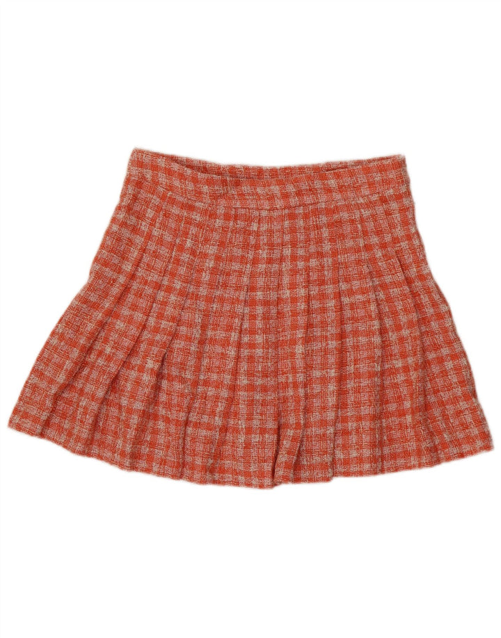 Женская мини-юбка плиссе Zara Medium W28, полиэстер в оранжевую клетку