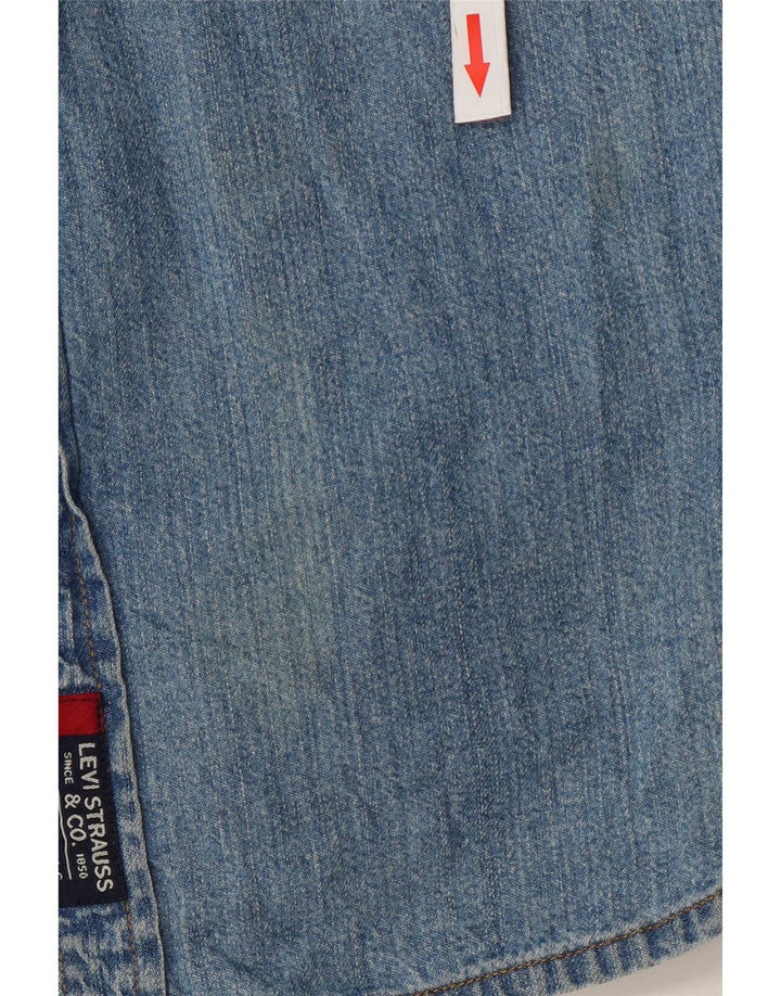 Мужская джинсовая рубашка с коротким рукавом Levi's, хлопок среднего синего цвета