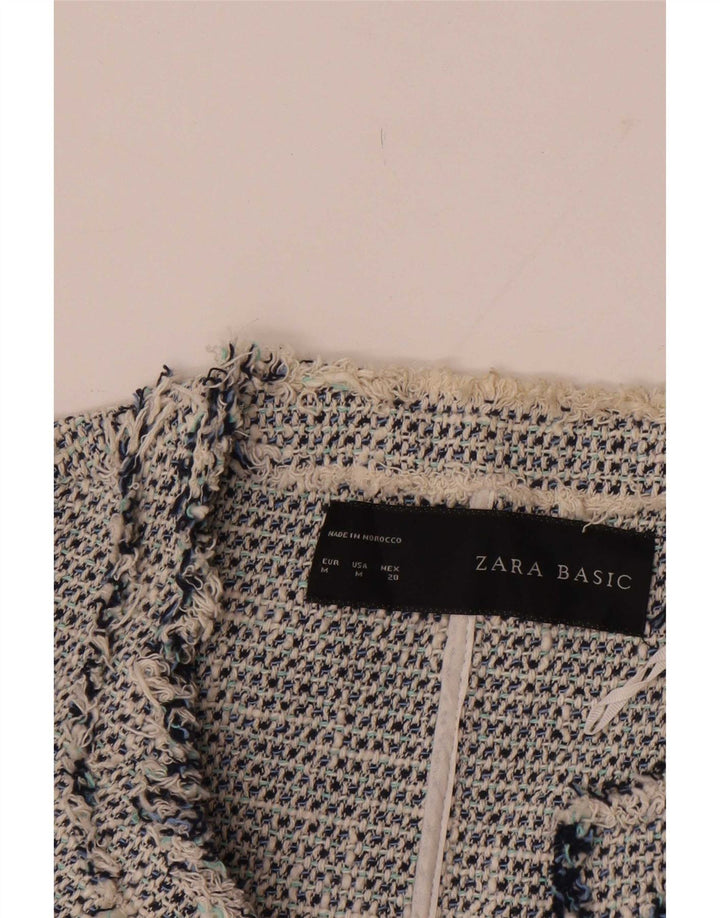 Женский пиджак Zara UK 12, хлопковый средний серый цвет